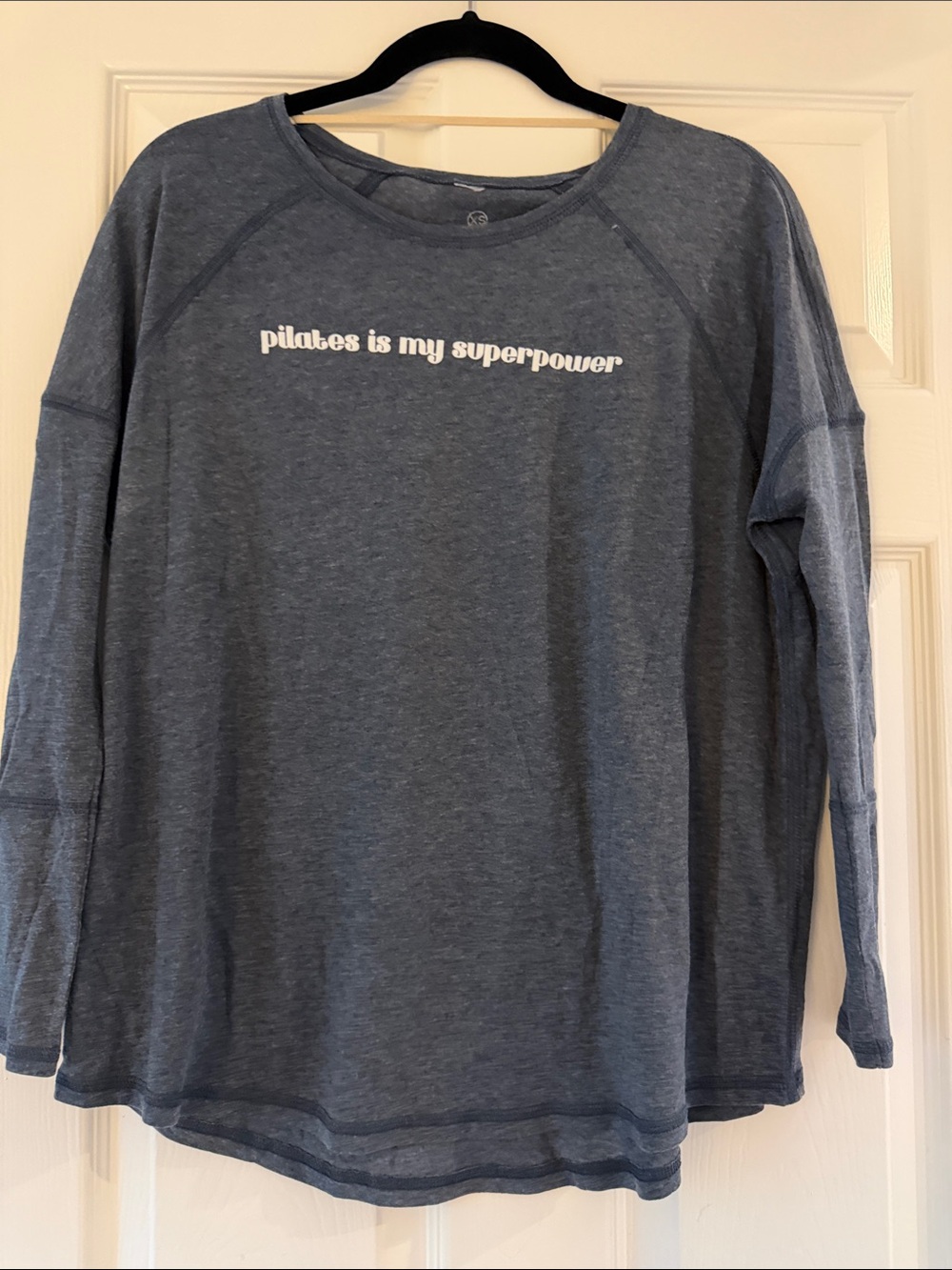 Women's Long Sleeve Tee - 'Pilates is My Superpower' Blue